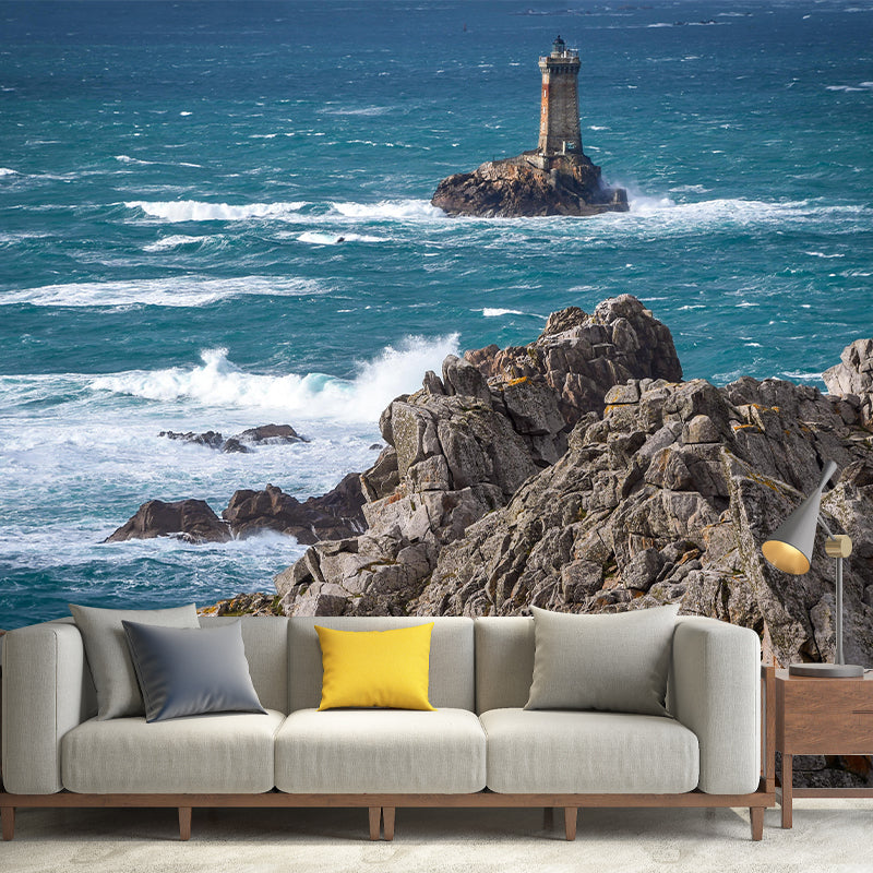 Modern Seascape Murals Wallpaper Mildew Resistant for Bathroom Murals Decor