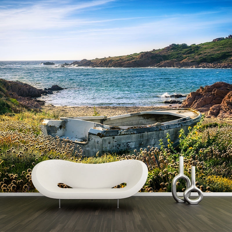 Beautiful Seascape Mural Horizontal Photography Eco-friendly for Bathroom
