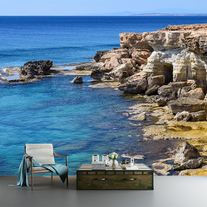 Customized Seascape Mural Environment Friendly Wallpaper for Living Room