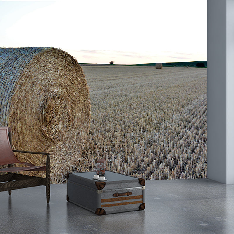 Customized Straw Bales Mural Environment Friendly Wallpaper for Fireplace