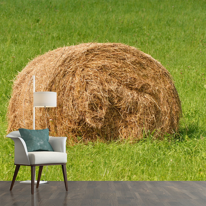 Customized Straw Bales Mural Environment Friendly Wallpaper for Fireplace