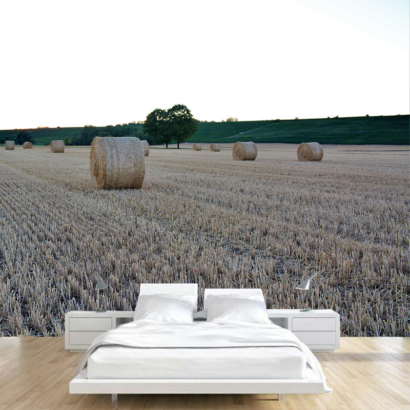 Customized Straw Bales Mural Environment Friendly Wallpaper for Accent Wall