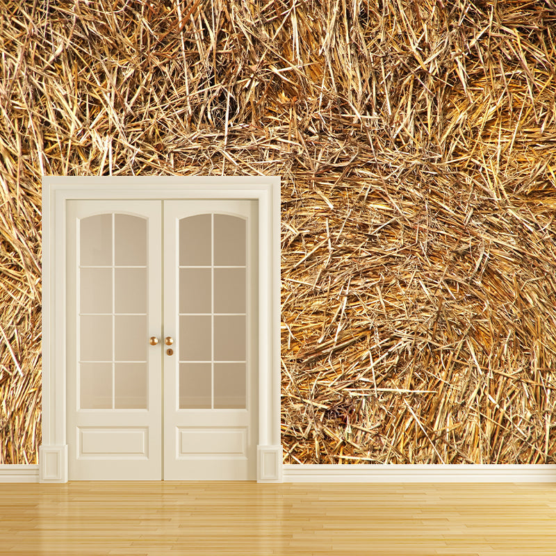 Customized Straw Bales Mural Environment Friendly Wallpaper for Accent Wall