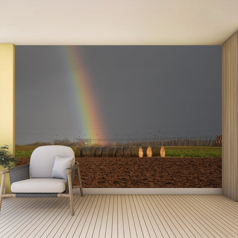 Dry Straw Bales Mural Horizontal Photography Eco-friendly for Decoration