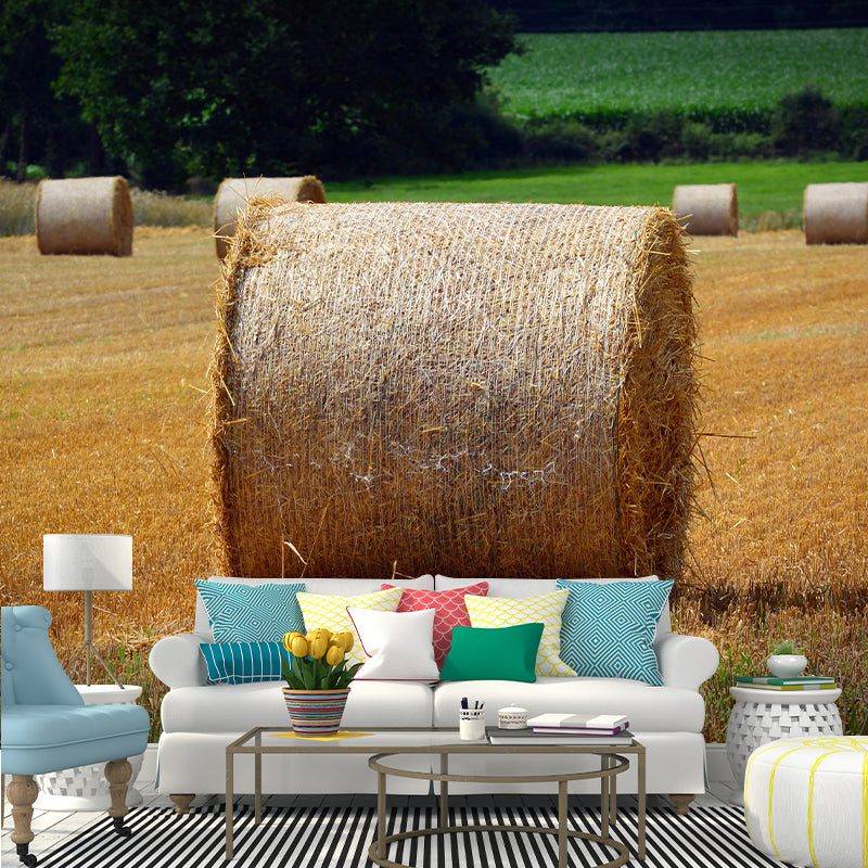 Customized Straw Bales Mural Environment Friendly Wallpaper for Decoration