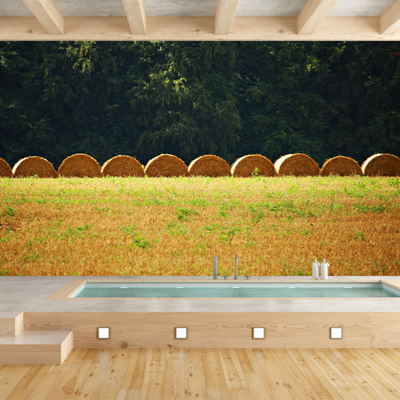 Straw Bales Wall Mural Moisture Resistant Wallpaper Wall Decor for House Interior