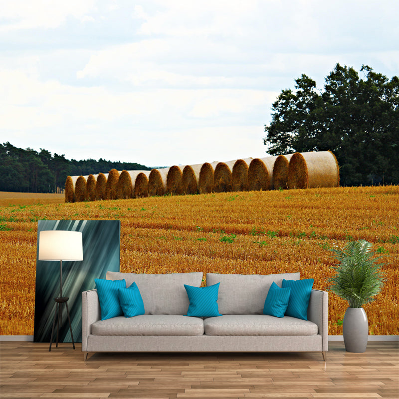 Straw Bales Wall Mural Moisture Resistant Wallpaper Wall Decor for House Interior