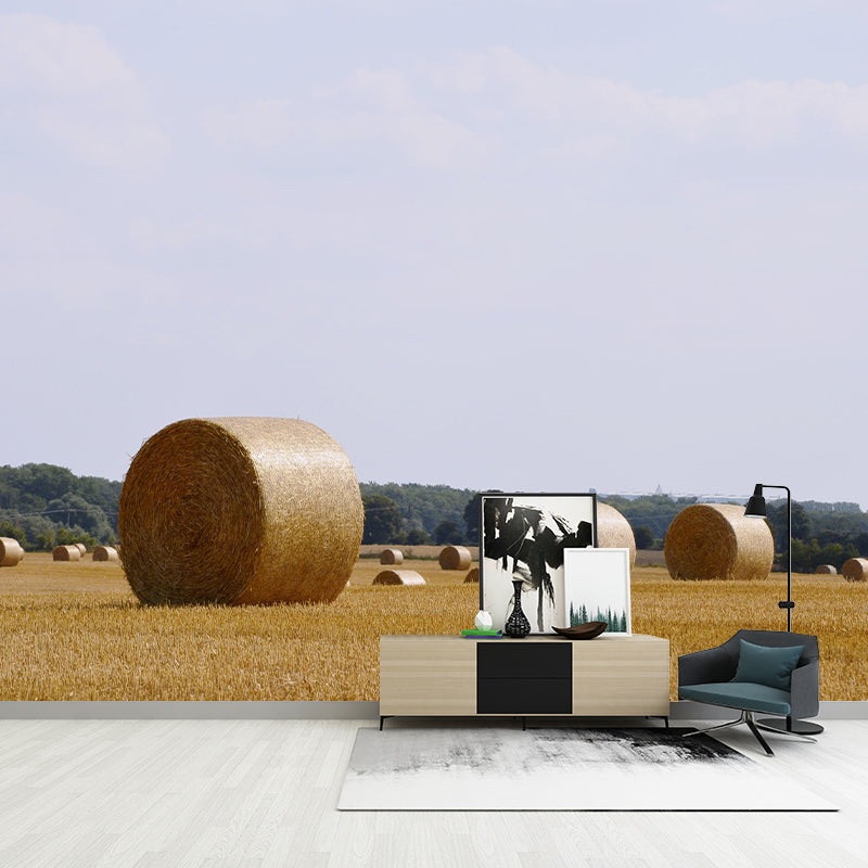 Customized Straw Bales Mural Environment Friendly Wallpaper for Living Room