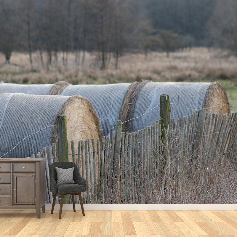 Customized Straw Bales Mural Environment Friendly Wallpaper for Living Room