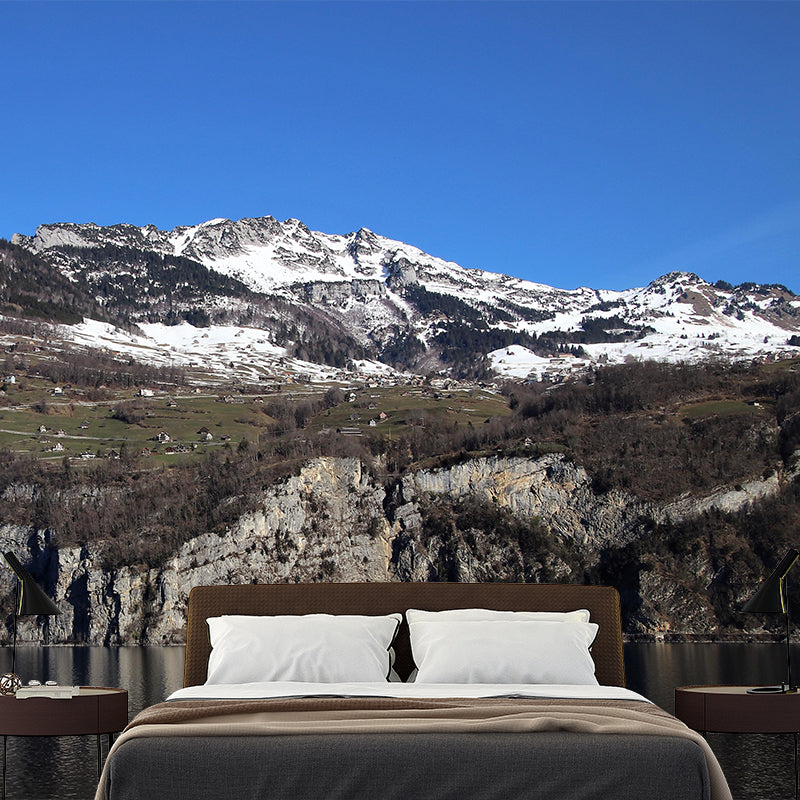 Mountain Landscapes Mural Wallpaper Moisture Resistant Wall Decor for House Interior