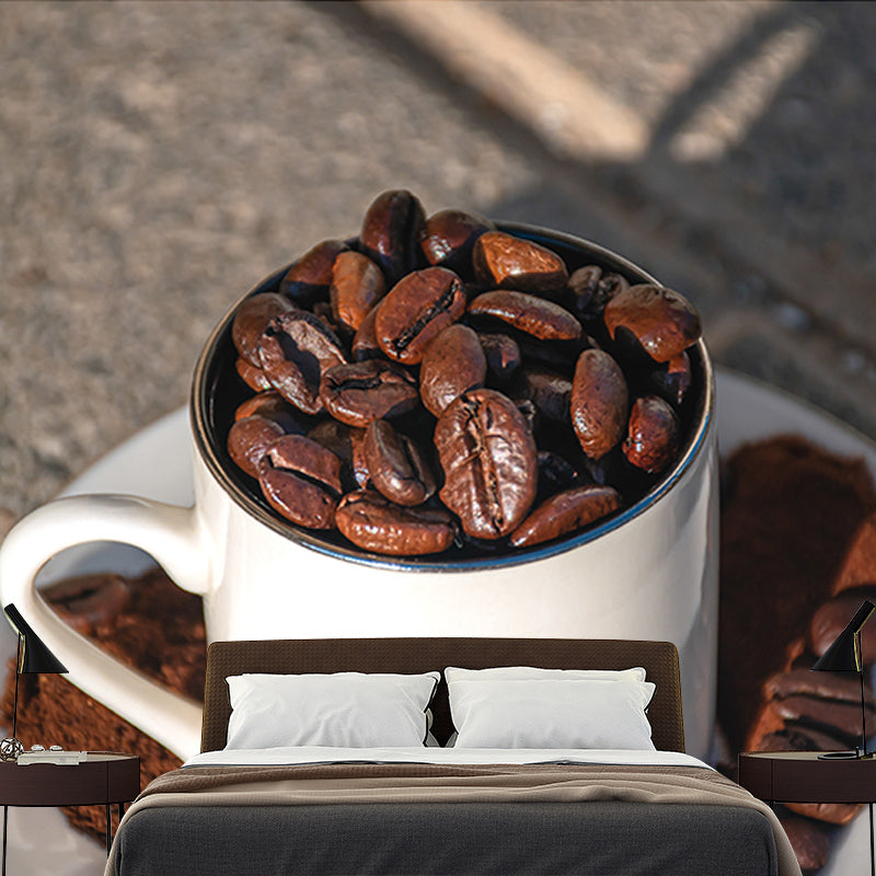 Coffee Beans Mural Wallpaper for Coffe Shop, Moisture Resistant, Custom Size