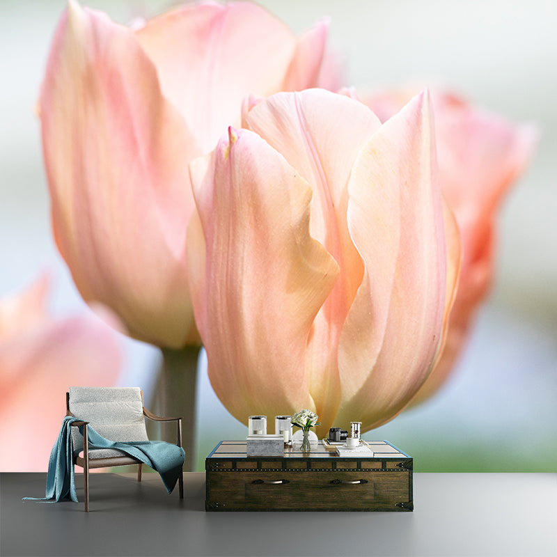 Tulip Flower Mural Wallpaper Minimalist Wall Decor, Customized Size Available