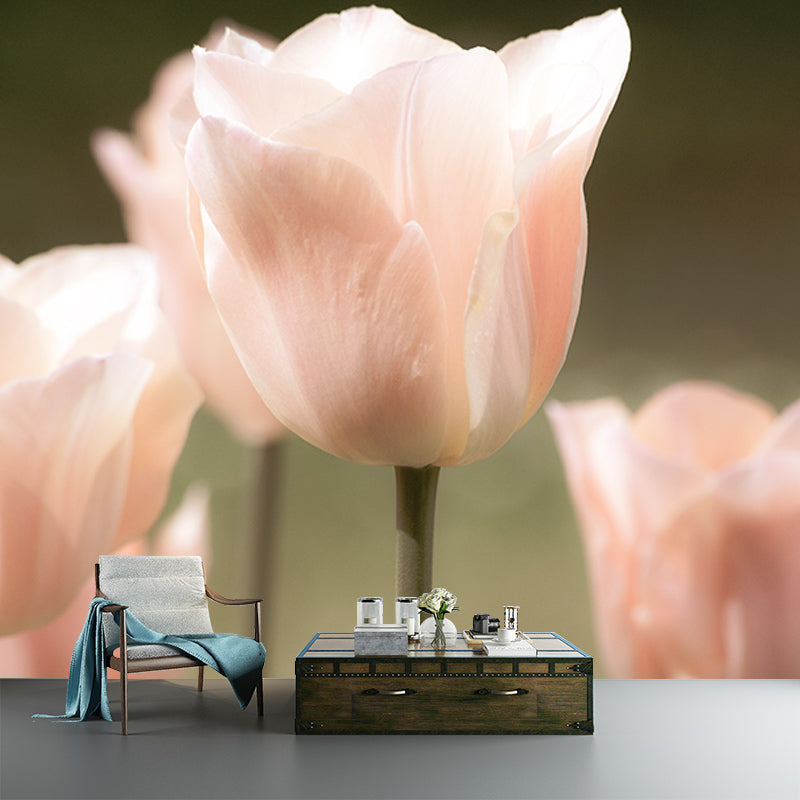 Tulip Flower Mural Wallpaper Minimalist Wall Decor, Customized Size Available