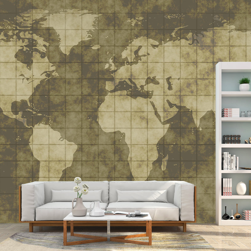 Mildew Resistant Modern Mural Wallpaper with World Map Pattern for Decoration