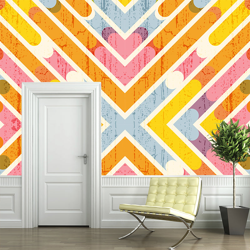 Modern Style Geometric Patterns Mural Mildew Resistant Wall Covering for Bedroom Decor