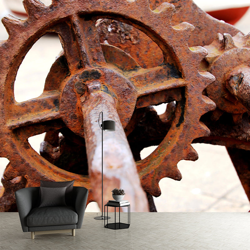 Photography Industrial Mural Wallpaper with Metal Gear Painting for Decoration