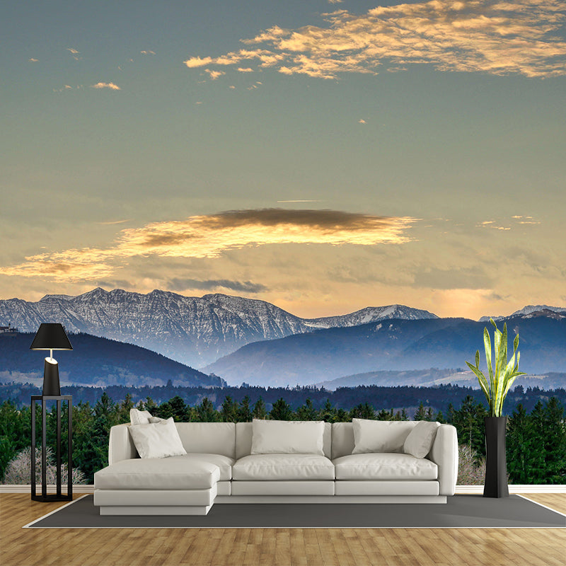 Contemporary Cloudscape Mural Mildew Resistant Wall Covering for Room Decor