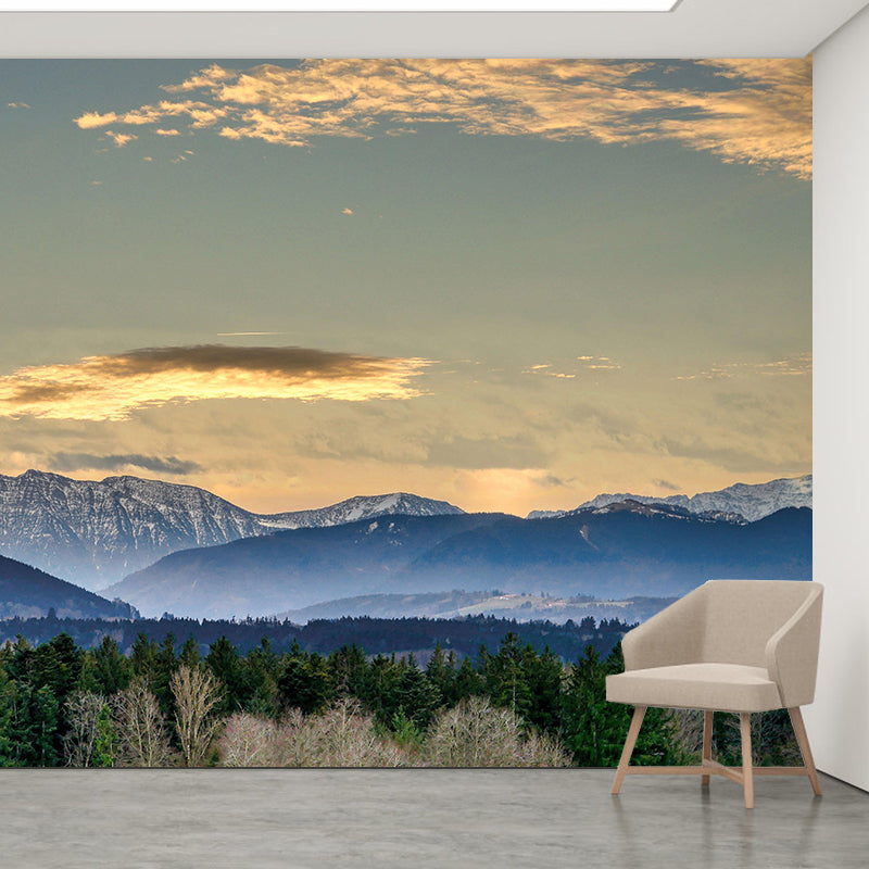 Contemporary Cloudscape Mural Mildew Resistant Wall Covering for Room Decor