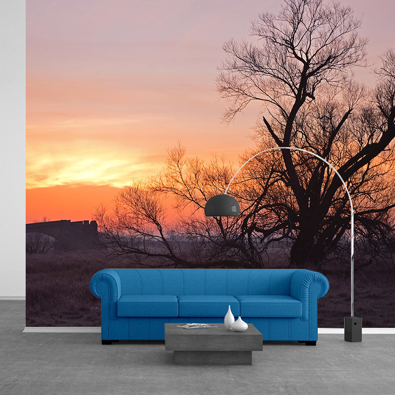 Contemporary Cloudscape Mural Mildew Resistant Wall Covering for Room Decor