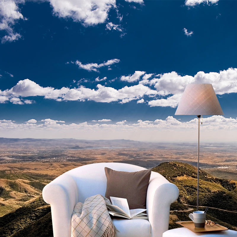 Contemporary Style Cloudscape Mural Mildew Resistant Wall Covering for Room Decor