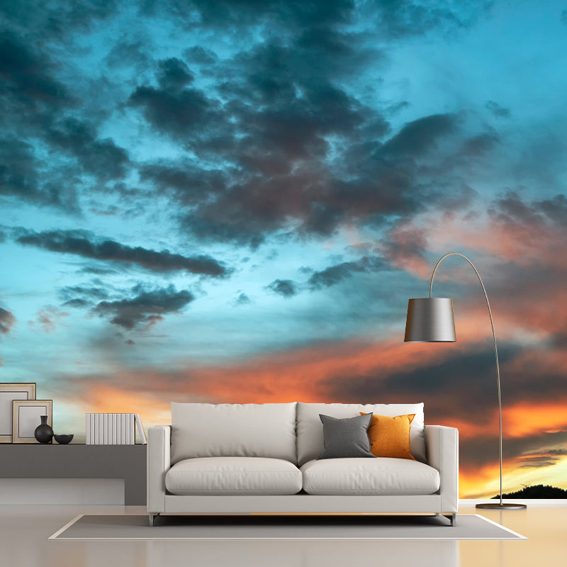 Contemporary Style Sunset Mural Mildew Resistant Wall Covering for Living Room Decor