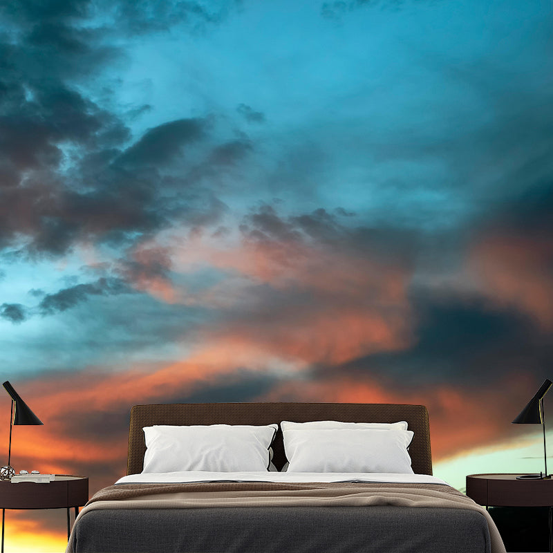 Contemporary Style Sunset Mural Mildew Resistant Wall Covering for Living Room Decor