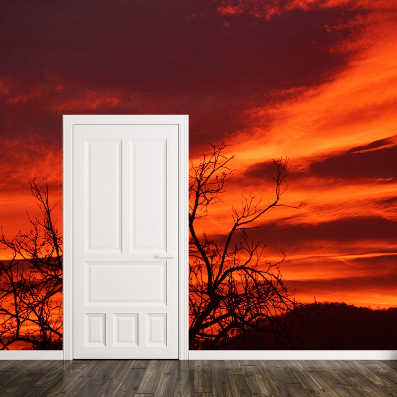 Contemporary Style Cloudscape Mural Mildew Resistant Wall Covering for Living Room Decor