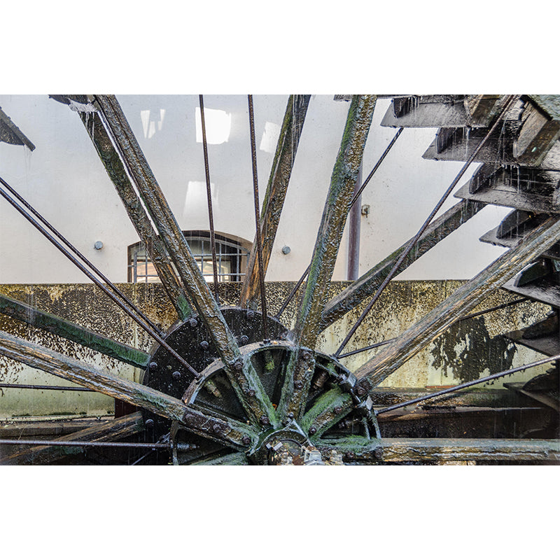 Photography Country Mural Wallpaper with Water Mill  Painting for Decoration