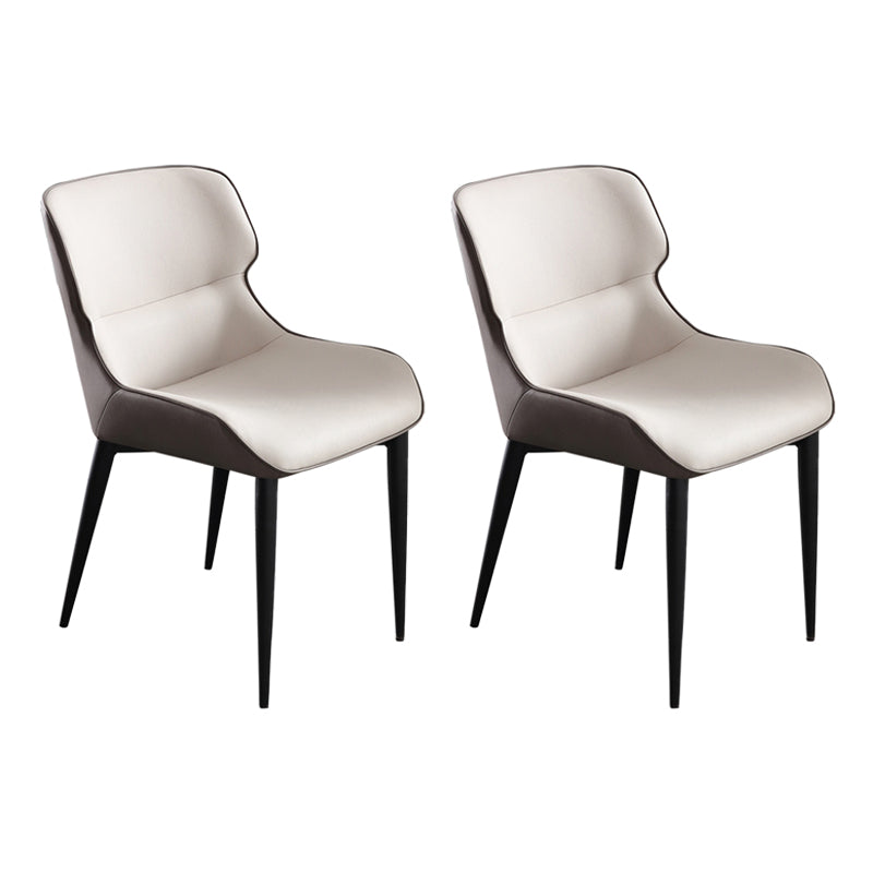 Fauteuils de salle à manger contemporains en métal, chaise d'appoint à oreilles en similicuir (Ensemble de 2)