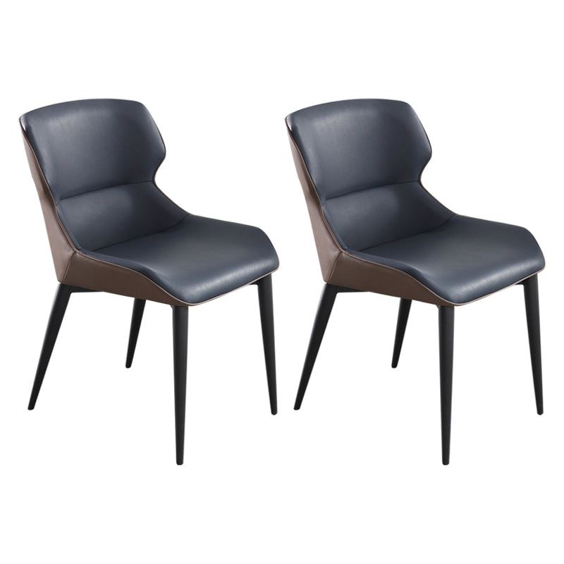 Fauteuils de salle à manger contemporains en métal, chaise d'appoint à oreilles en similicuir (Ensemble de 2)