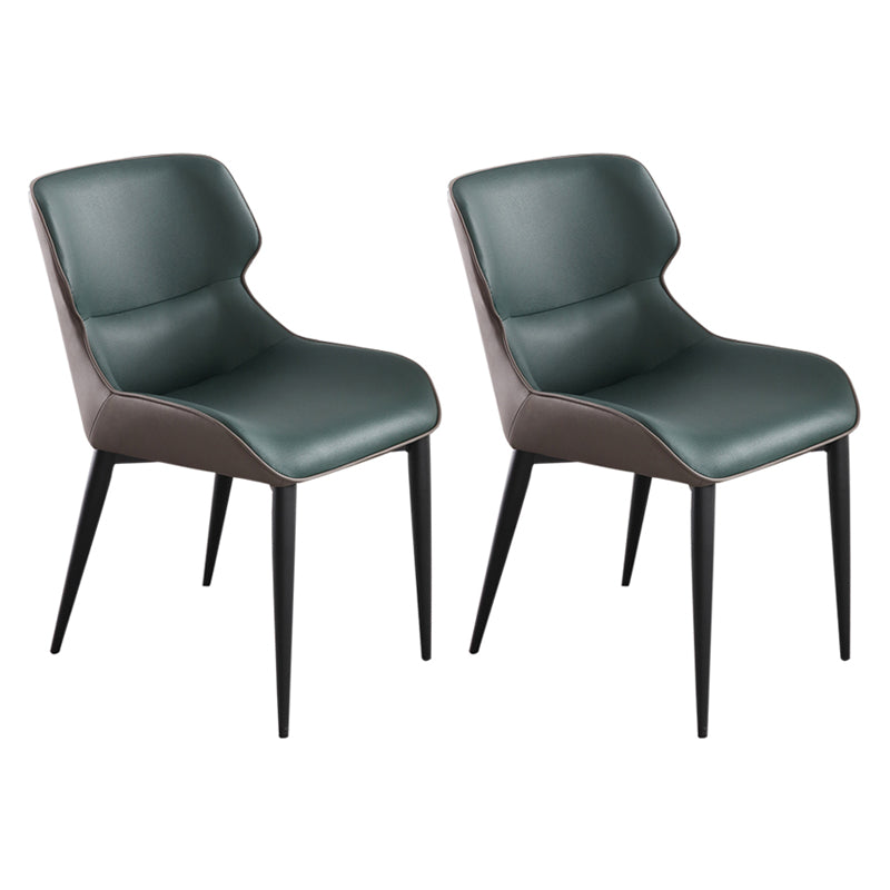 Fauteuils de salle à manger contemporains en métal, chaise d'appoint à oreilles en similicuir (Ensemble de 2)