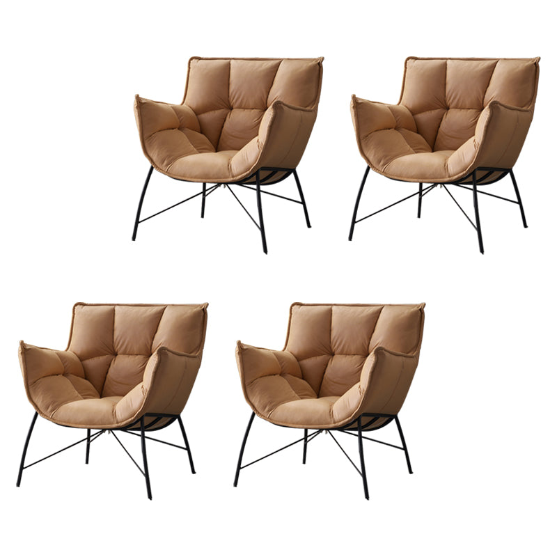 Silla moderna de metal para interiores y exteriores Home Parsons, silla lateral con respaldo capitoné y brazo