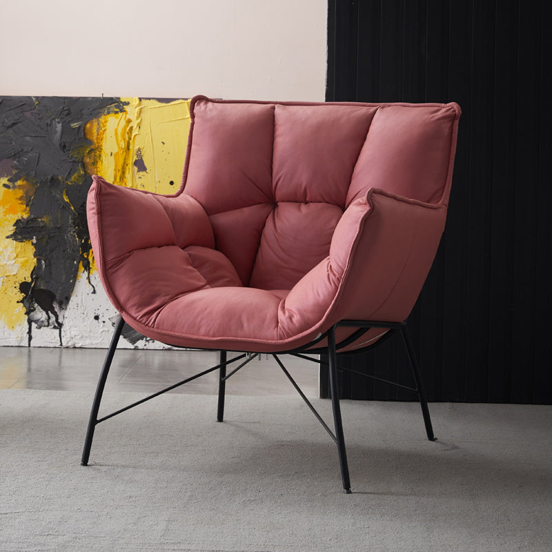 Chaise d'intérieur et d'extérieur moderne en métal, chaise d'appoint à dossier capitonné Parsons avec accoudoirs