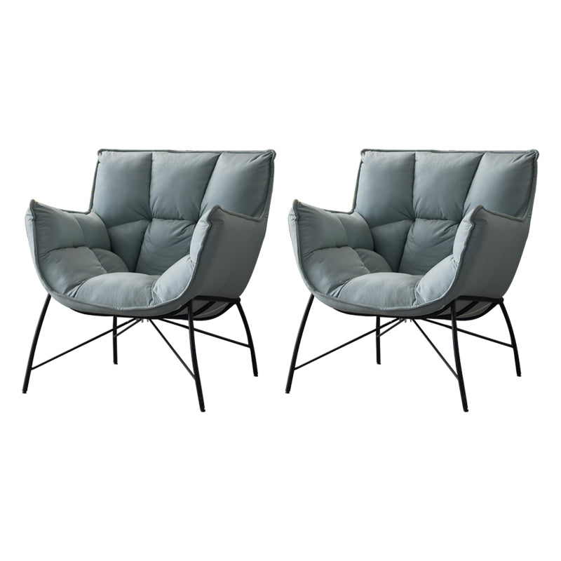 Silla moderna de metal para interiores y exteriores Home Parsons, silla lateral con respaldo capitoné y brazo