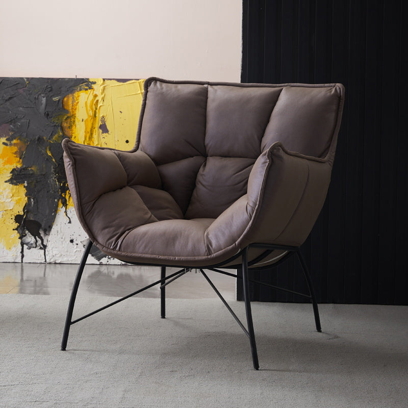 Silla moderna de metal para interiores y exteriores Home Parsons, silla lateral con respaldo capitoné y brazo