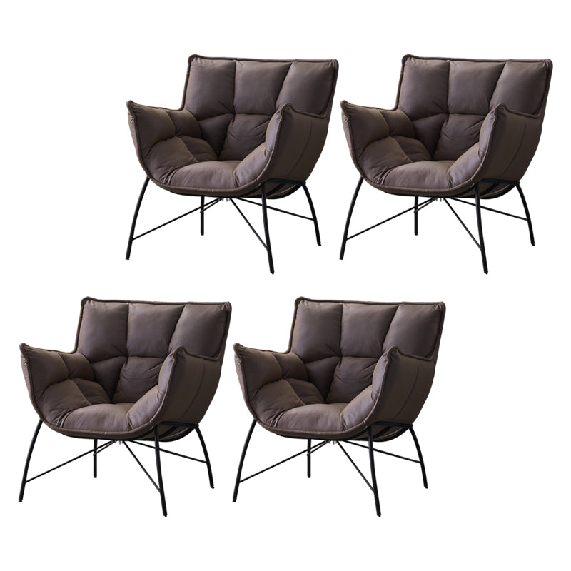 Silla moderna de metal para interiores y exteriores Home Parsons, silla lateral con respaldo capitoné y brazo