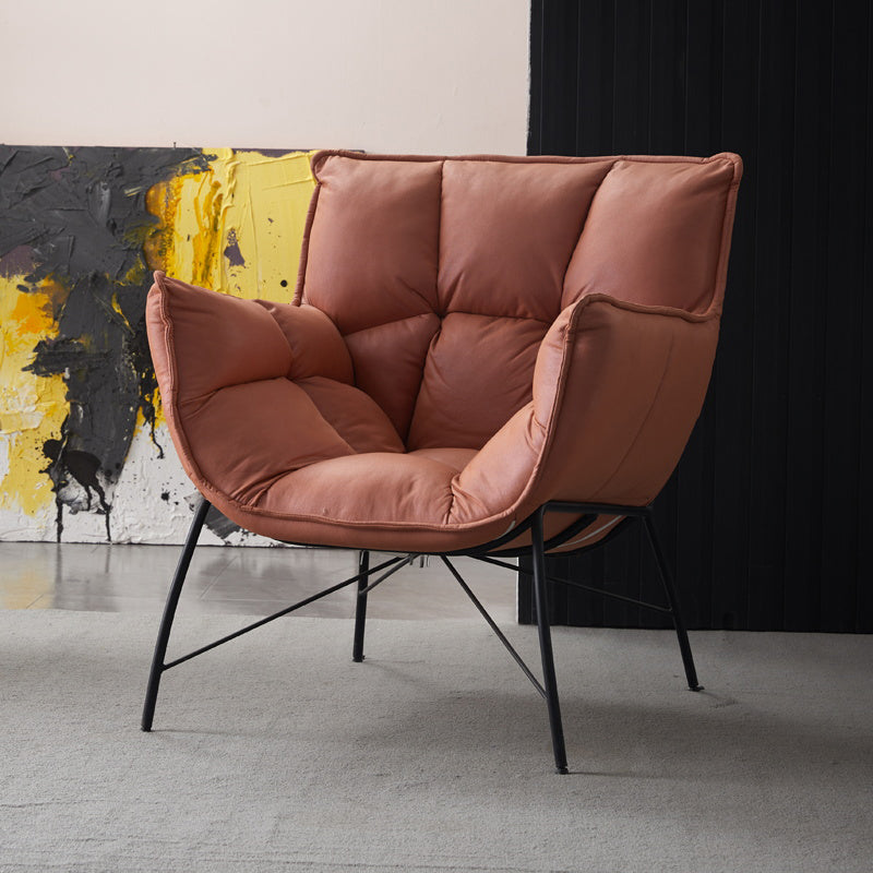 Chaise d'intérieur et d'extérieur moderne en métal, chaise d'appoint à dossier capitonné Parsons avec accoudoirs