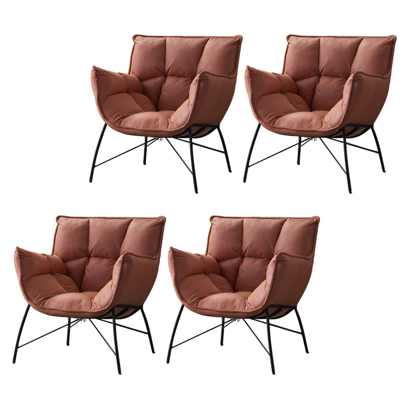 Silla moderna de metal para interiores y exteriores Home Parsons, silla lateral con respaldo capitoné y brazo