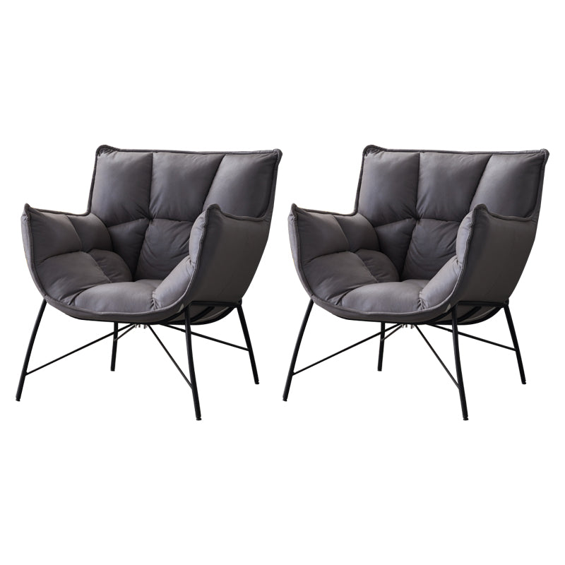 Silla moderna de metal para interiores y exteriores Home Parsons, silla lateral con respaldo capitoné y brazo