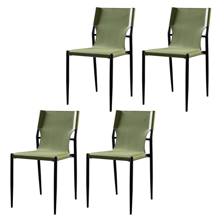 Chaises sans bras de salle à manger rembourrées en cuir, chaises latérales de salle à manger avec pieds en métal