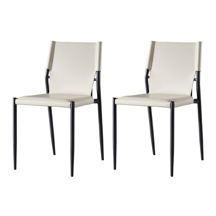 Chaises sans bras de salle à manger rembourrées en cuir, chaises latérales de salle à manger avec pieds en métal