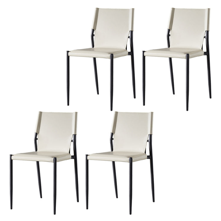 Chaises sans bras de salle à manger rembourrées en cuir, chaises latérales de salle à manger avec pieds en métal