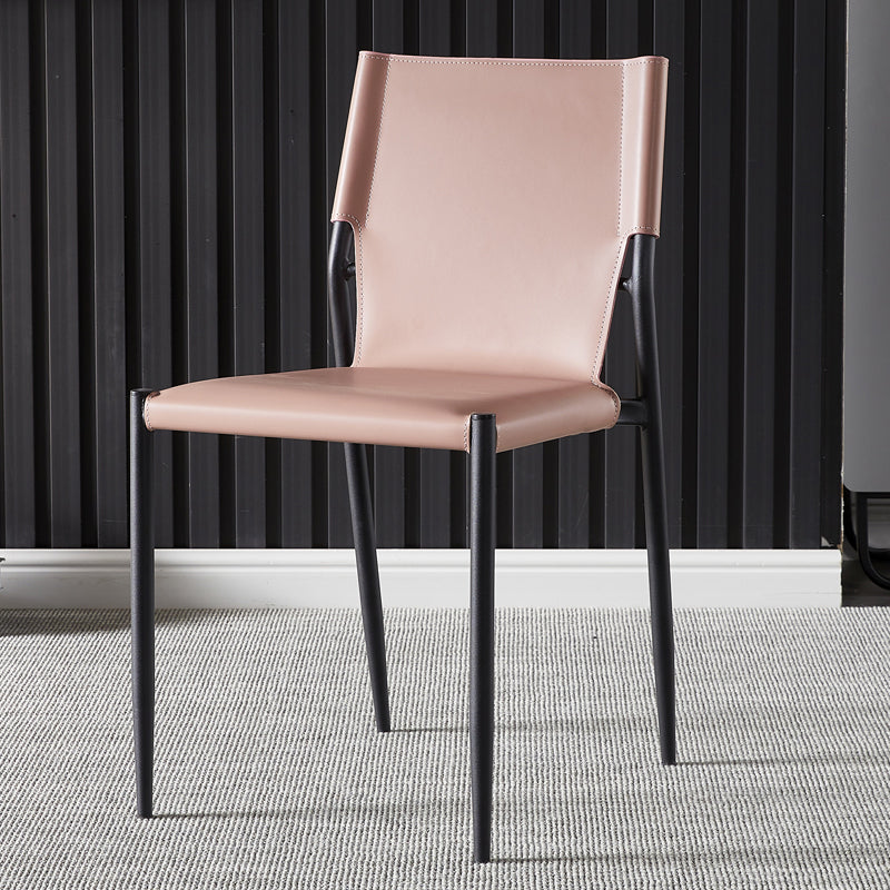 Chaises sans bras de salle à manger rembourrées en cuir, chaises latérales de salle à manger avec pieds en métal