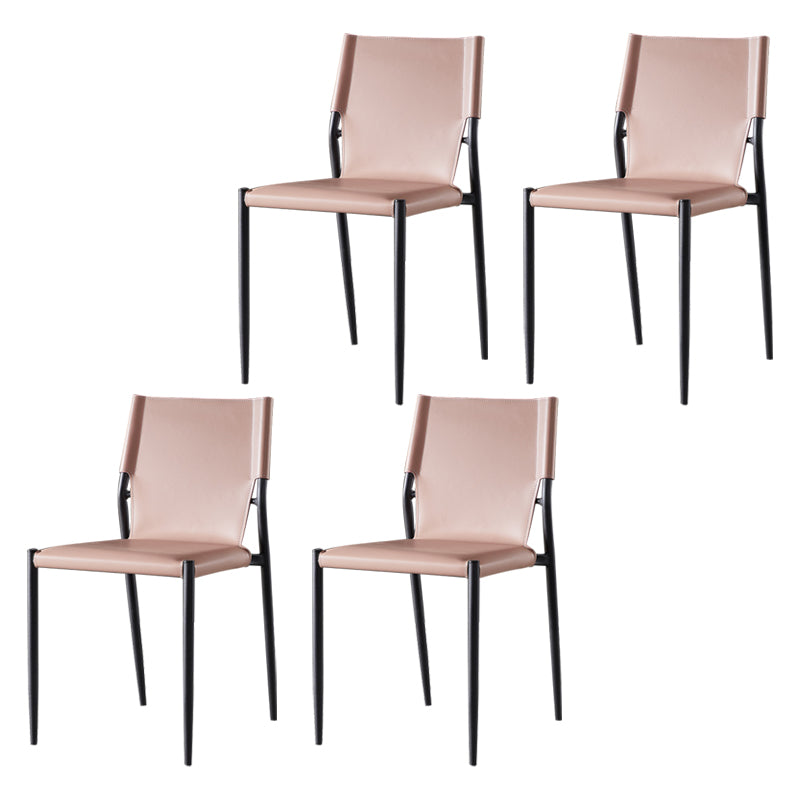 Chaises sans bras de salle à manger rembourrées en cuir, chaises latérales de salle à manger avec pieds en métal