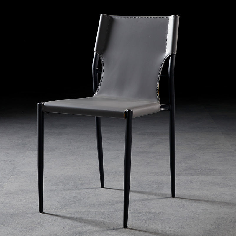 Chaises sans bras de salle à manger rembourrées en cuir, chaises latérales de salle à manger avec pieds en métal