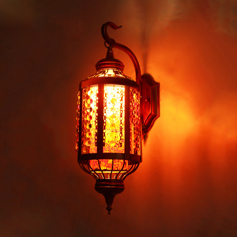 Copper Lantern Wall Mount Lighting Antique Metal 1 Head Restaurant Sconce Light Fixture