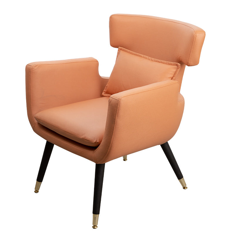 Minimalist Style Linen Fabric Dining Chair Solid Back Upholstered Single Chair for Home