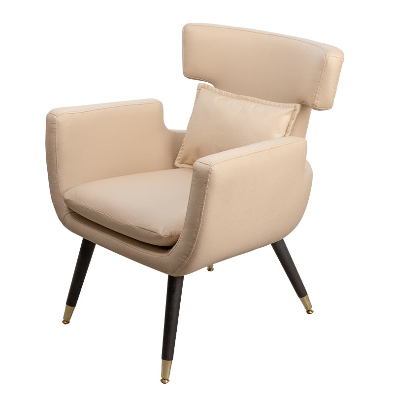 Minimalist Style Linen Fabric Dining Chair Solid Back Upholstered Single Chair for Home