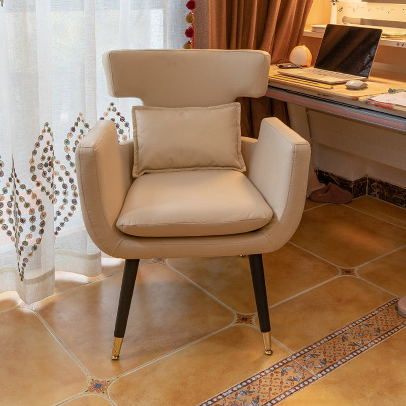 Minimalist Style Linen Fabric Dining Chair Solid Back Upholstered Single Chair for Home