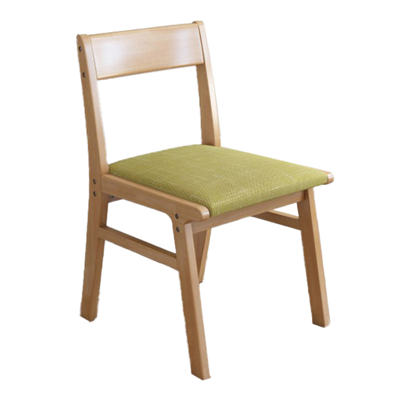 Silla de comedor sin brazos de Rubberwood, silla lateral de comedor tapizada con espalda abierta